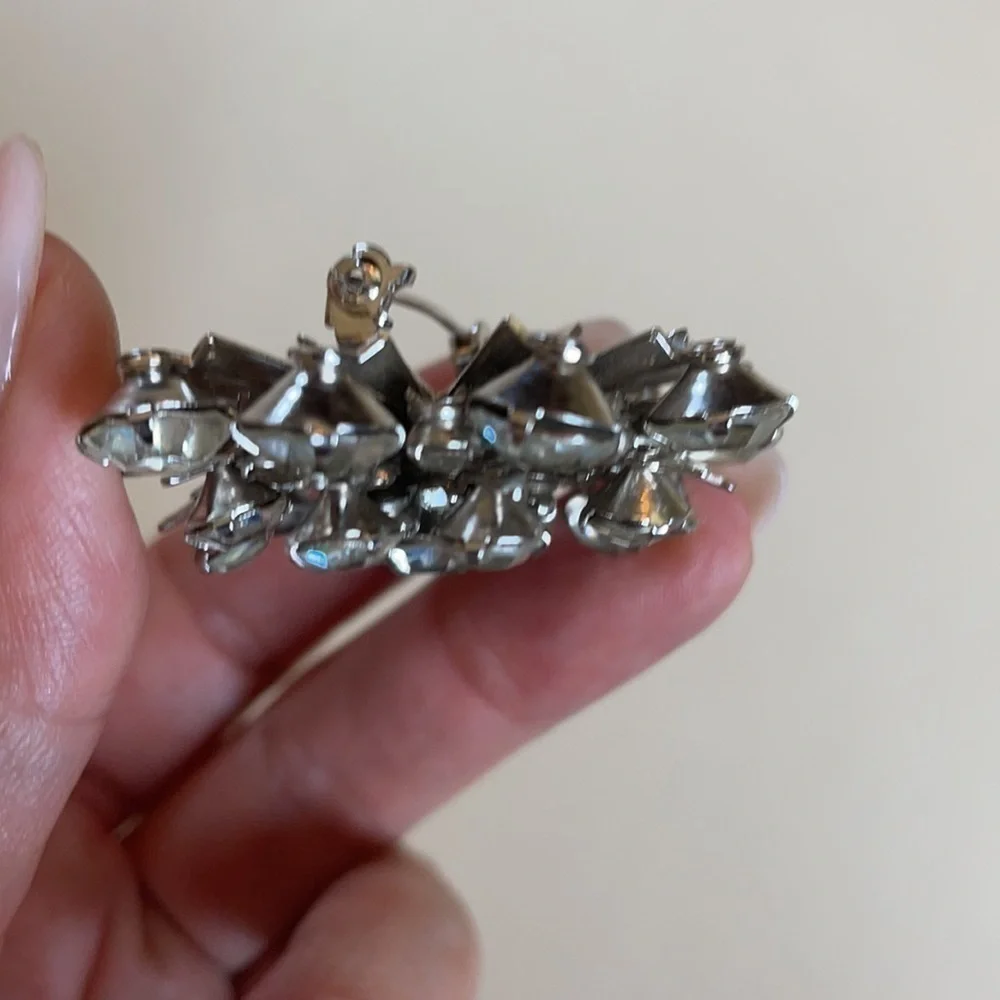 Vintage Antique Beautiful Silver & Faux Diamond Antique Brooch Pin - Picture 4 of 5